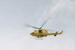 The Army helicopter hovering over Lusignan and neighbouring communities in he search of the kidnapped US diplomat and the perpetrators of the abduction.